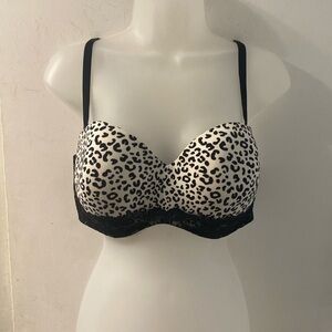 Victoria's Secret Lined Strapless Cheetah Print Bra Size 38DD